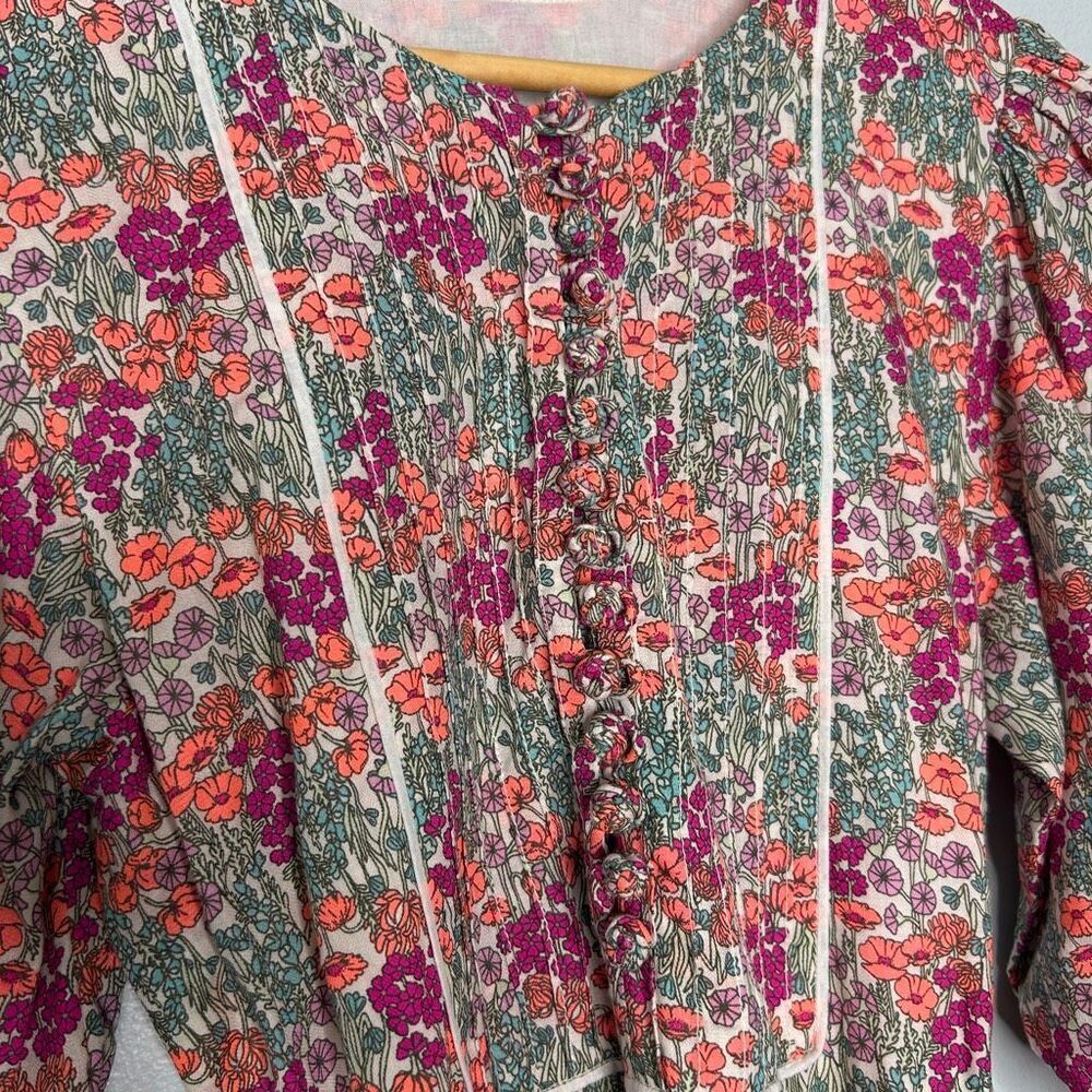 SUE SARTOR Flounce Maxi Floral Puff Sleeve Dress - Picture 6 of 7